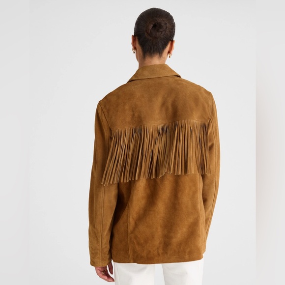 Madewell Fringe Shirt Jacket in Suede New With Tags Small Coastal Cowgirl - Picture 4 of 15